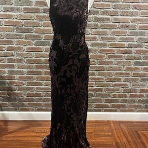 Elegant Brown Velvet Evening Gown